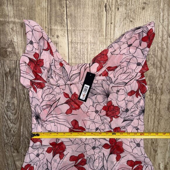 Donna Karan New York Dress 12 NWT $350 Sleeveless Pink Floral Lined Midi - Picture 7 of 8